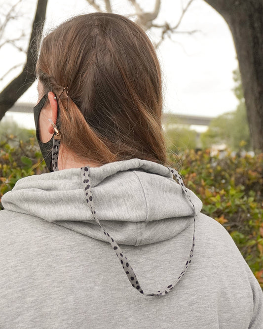 Cheetah Print Suede Face Cover / Glasses Chain