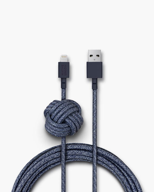 Native Union Night Cable 10ft Lightning Front View | Indigo