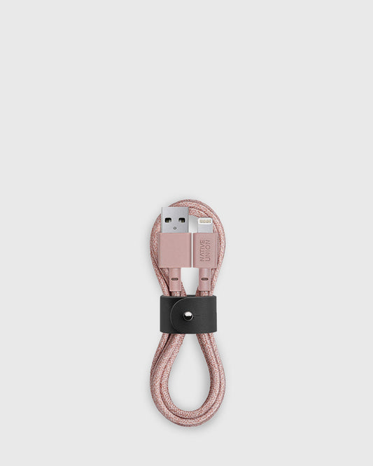 Native Union Belt Cable 4ft Lightning Front View | Rose